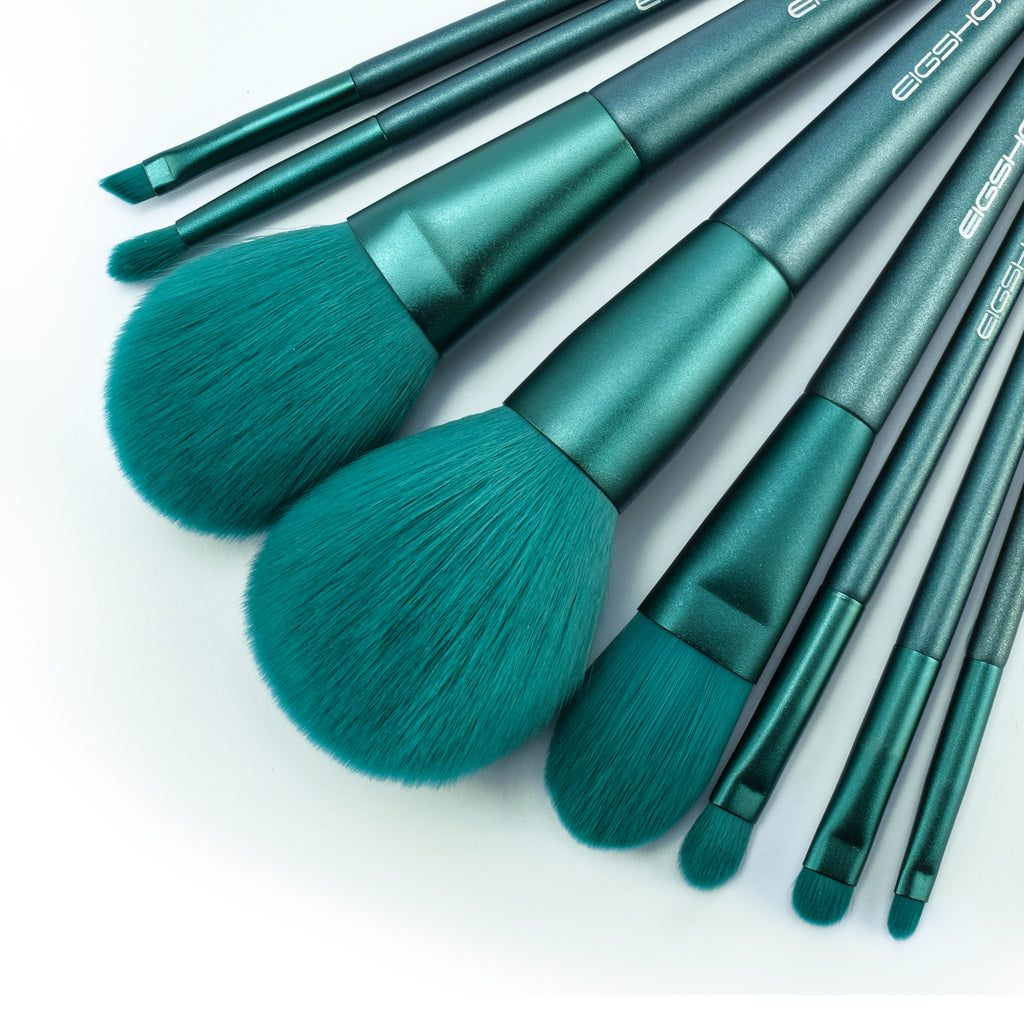 8pcs Jade Green Brush Kit with Cylinder