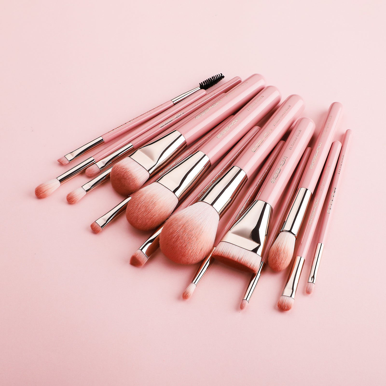 Jade Series – 15pcs Makeup Brush Kit – Misty Rose