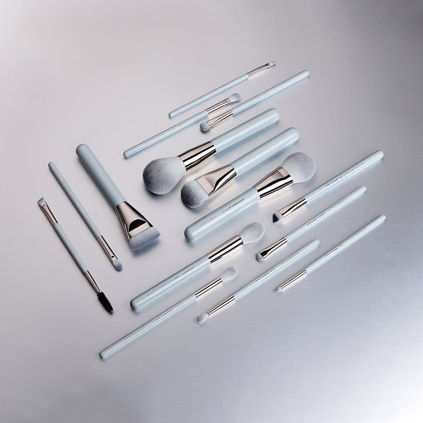 Jade Series – 15pcs Makeup Brush Kit – Baby Blue