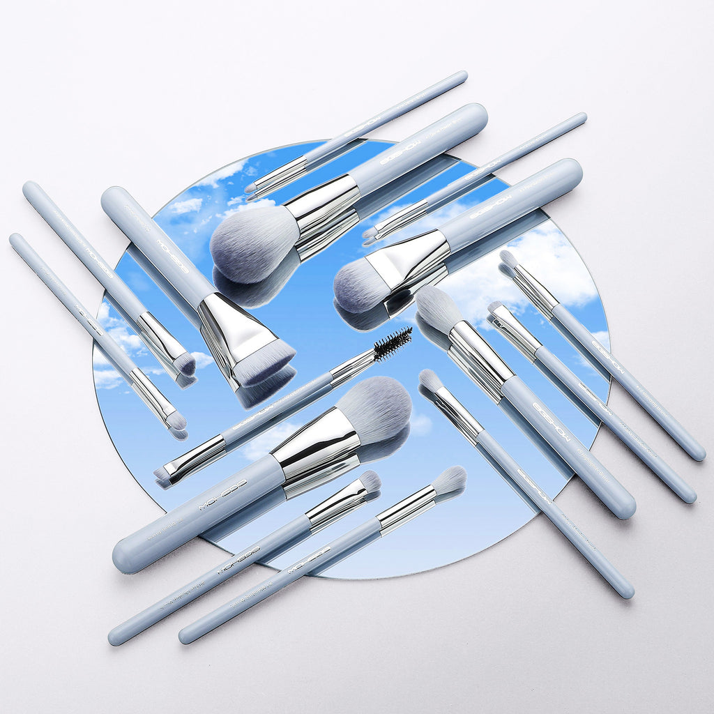 Jade Series – 15pcs Makeup Brush Kit – Baby Blue