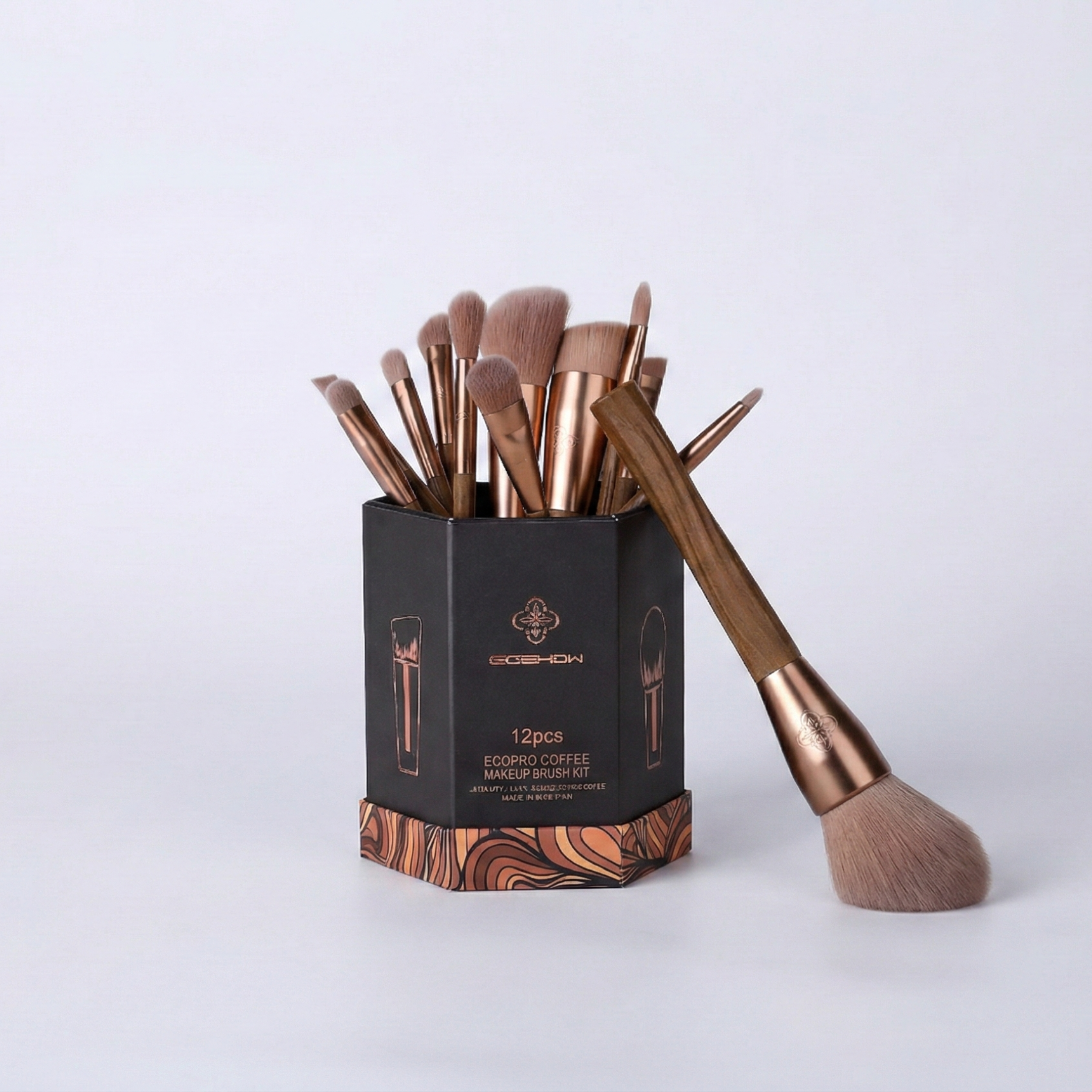 Sustainable Vegan Series - 12pcs EcoPro Coffee Makeup Brush Kit