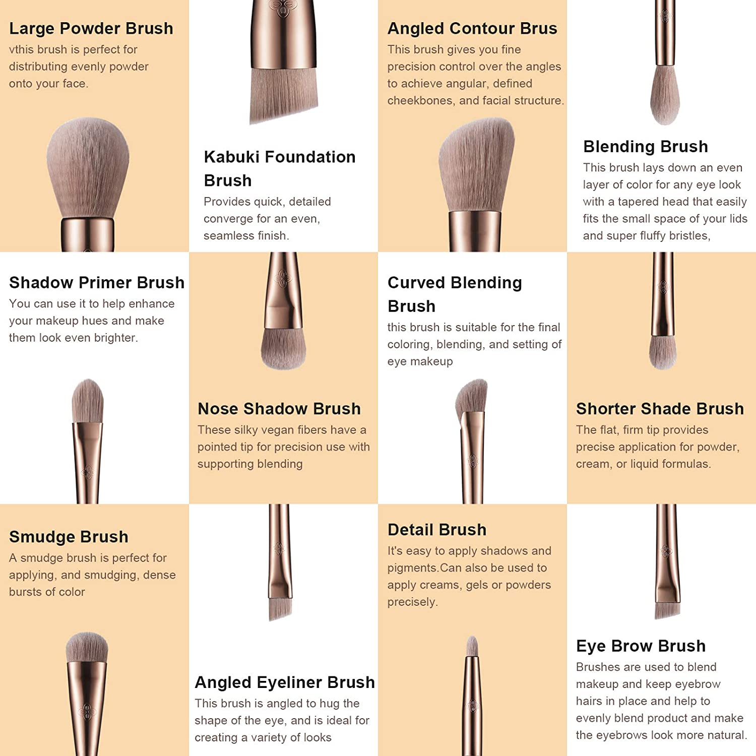 Sustainable Vegan Series - 12pcs EcoPro Coffee Makeup Brush Kit