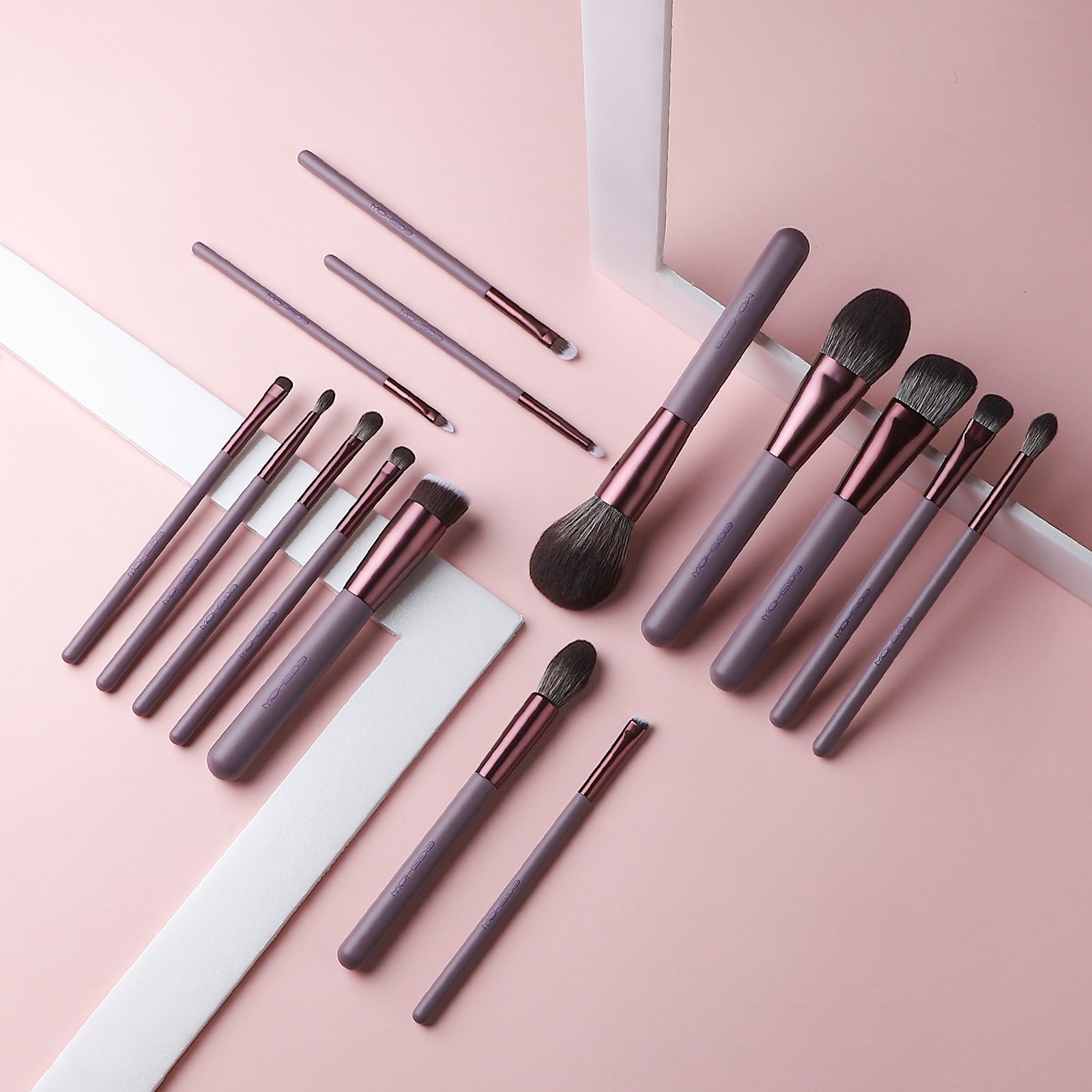 Jade Series – 15pcs Makeup Brush Kit – Smoke Purple