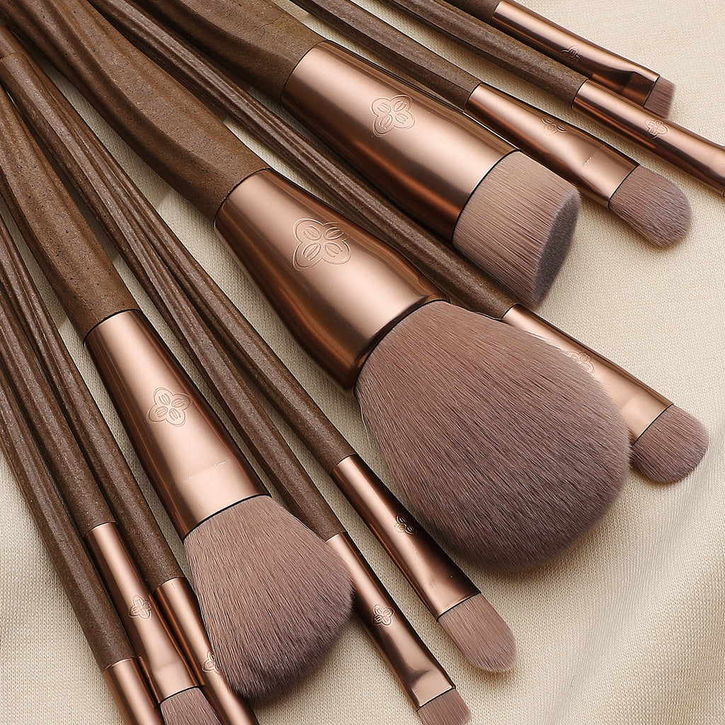 Sustainable Vegan Series - 12pcs EcoPro Coffee Makeup Brush Kit