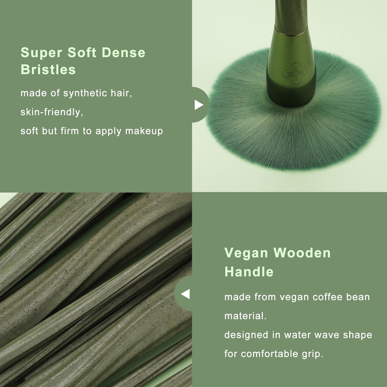 Sustainable Vegan Series - 12pcs EcoPro Tea Makeup Brush Kit