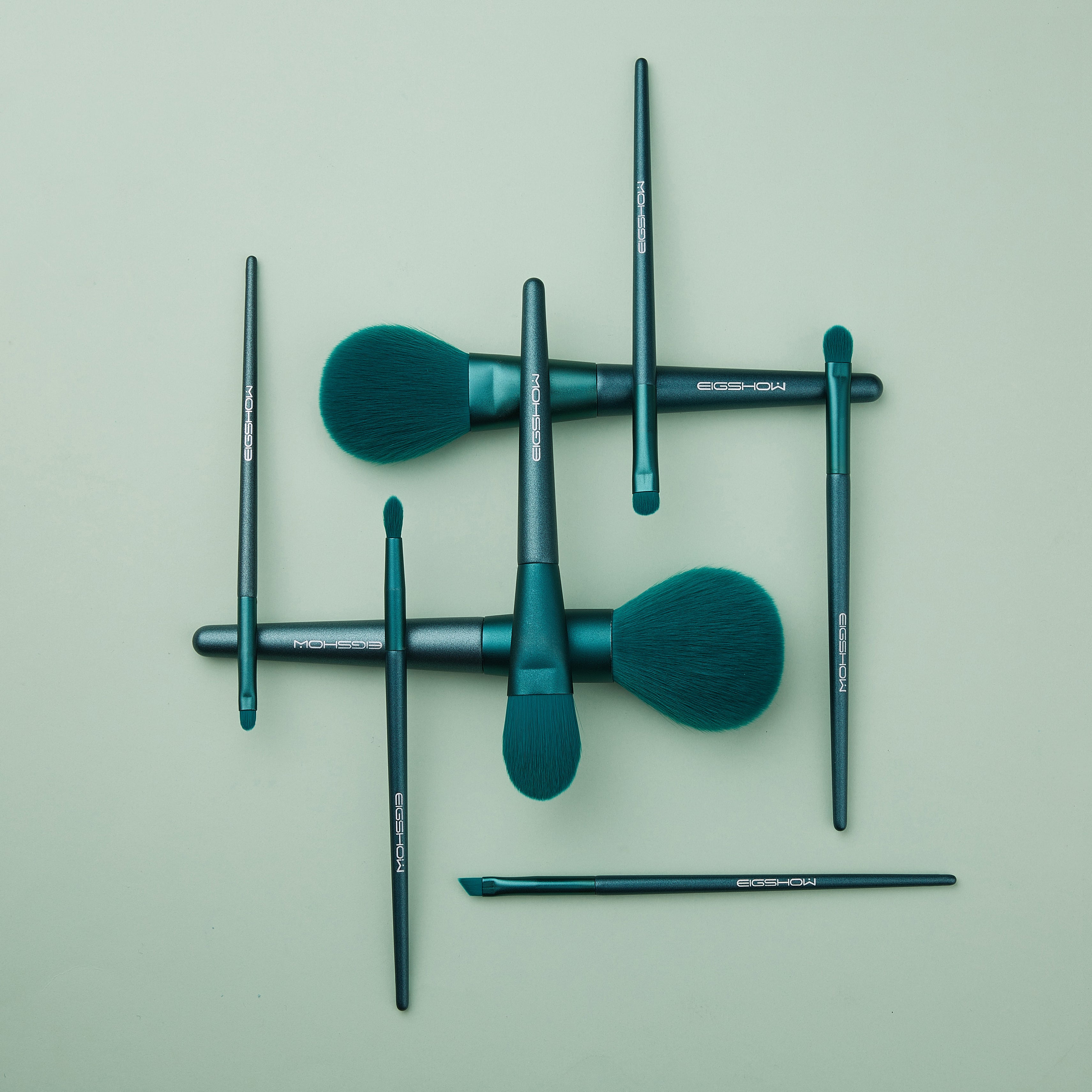 8pcs Jade Green Brush Kit with Cylinder