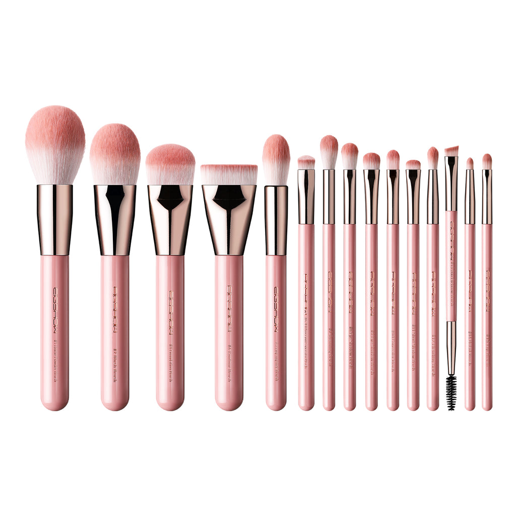 Jade Series – 15pcs Makeup Brush Kit – Misty Rose