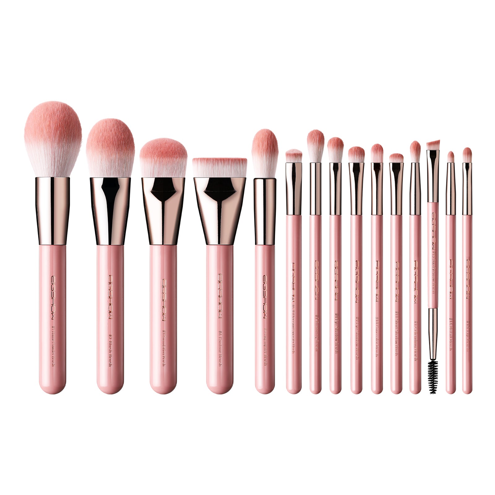 Jade Series – 15pcs Makeup Brush Kit – Misty Rose