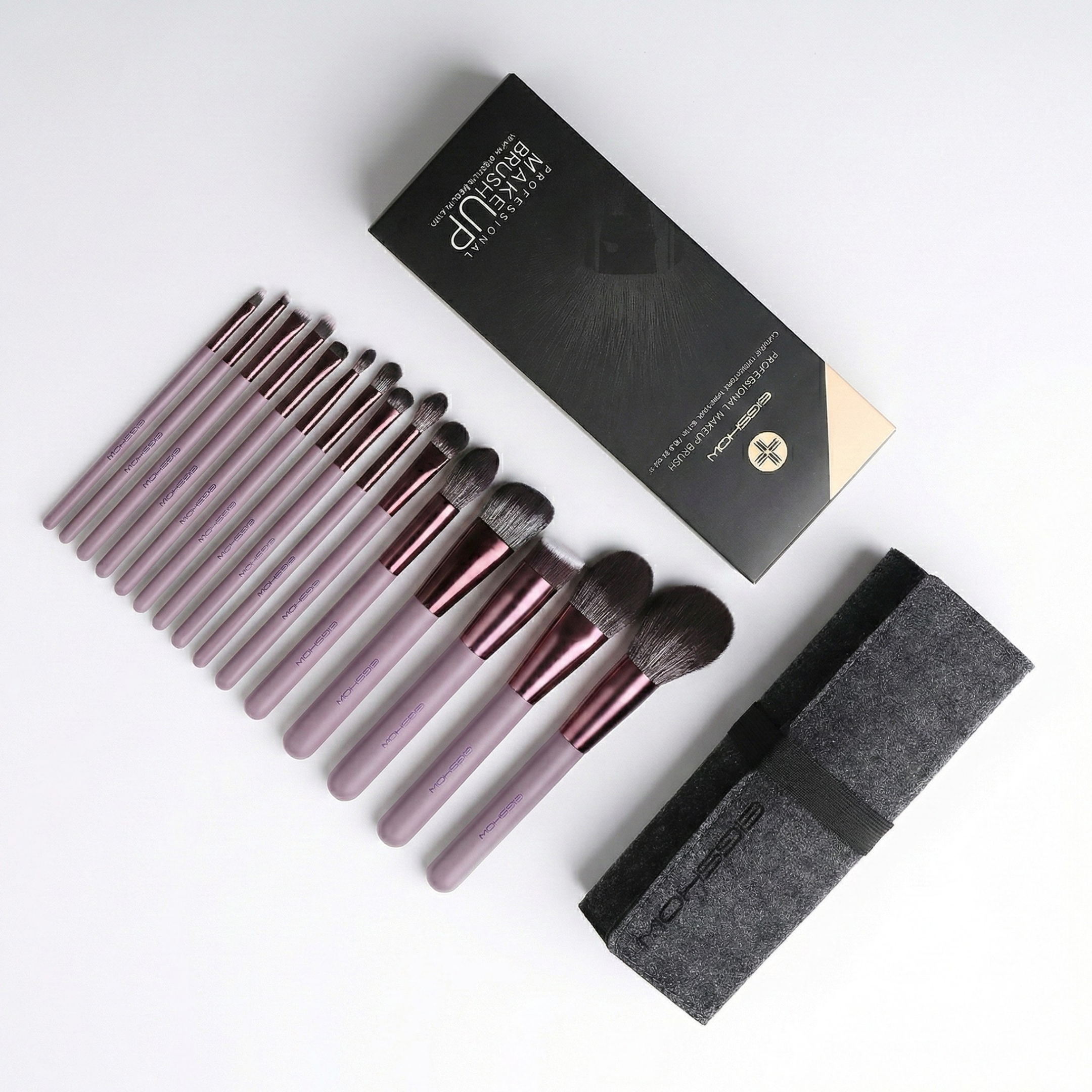 Jade Series – 15pcs Makeup Brush Kit – Smoke Purple