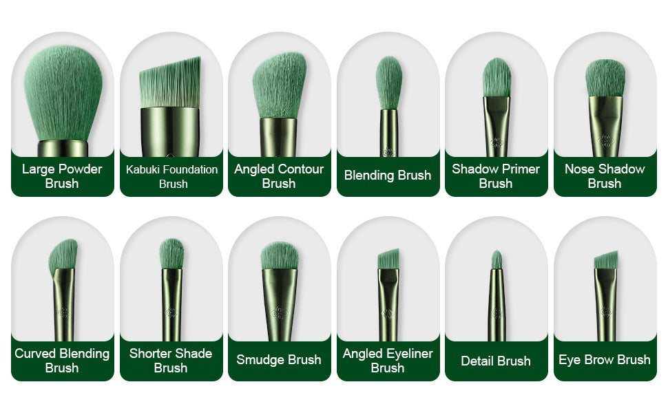 Sustainable Vegan Series - 12pcs EcoPro Tea Makeup Brush Kit