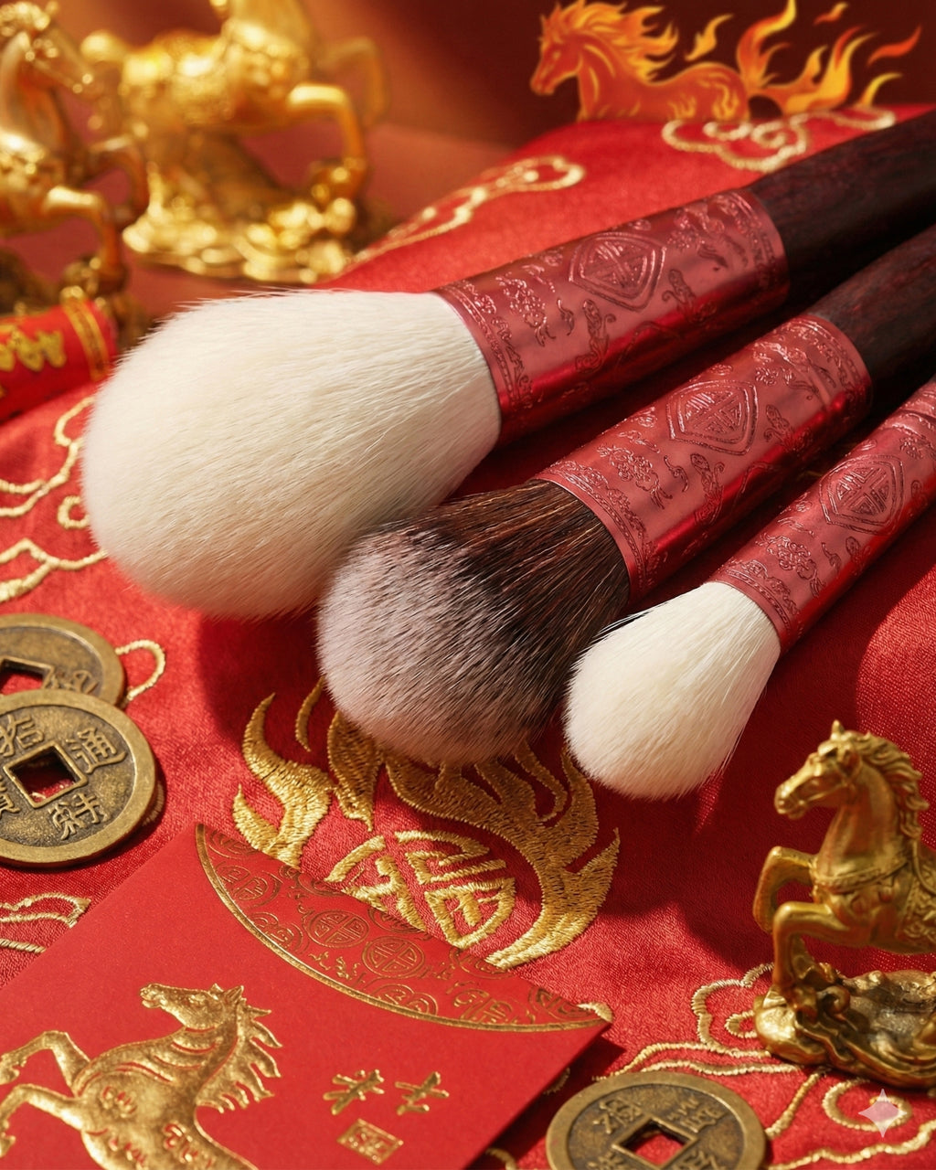 Aspara Red Splendid Series - 15pcs Makeup Brush Set