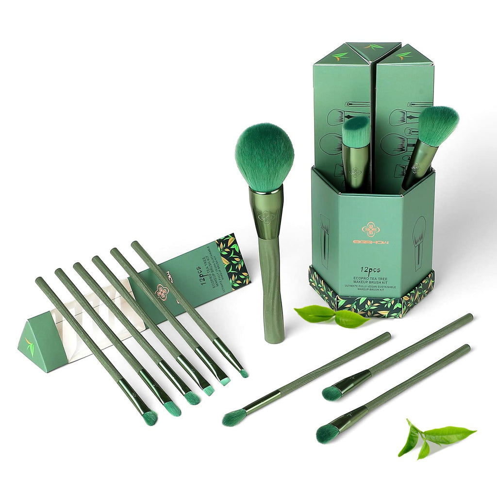 Sustainable Vegan Series - 12pcs EcoPro Tea Makeup Brush Kit