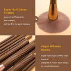 Sustainable Vegan Series - 12pcs EcoPro Coffee Makeup Brush Kit