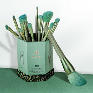 Sustainable Vegan Series - 12pcs EcoPro Tea Makeup Brush Kit