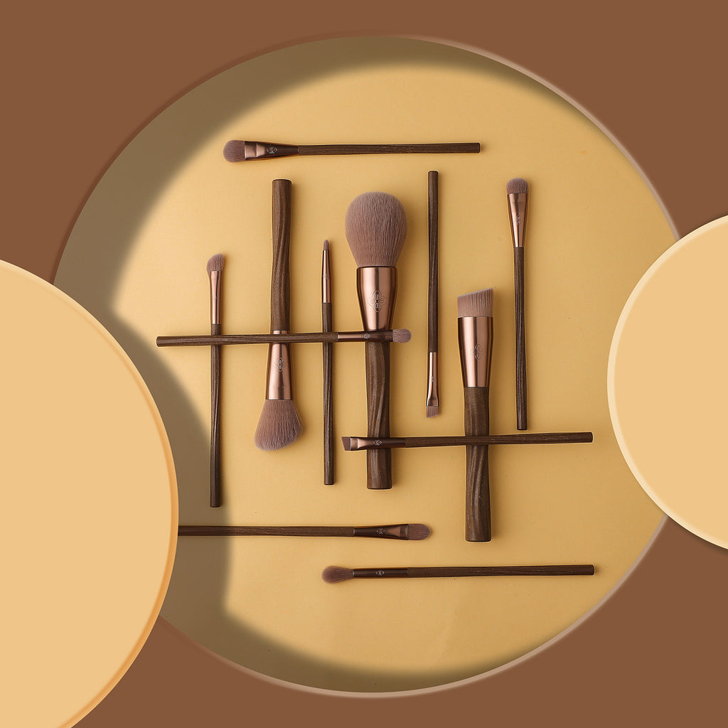 Sustainable Vegan Series - 12pcs EcoPro Coffee Makeup Brush Kit