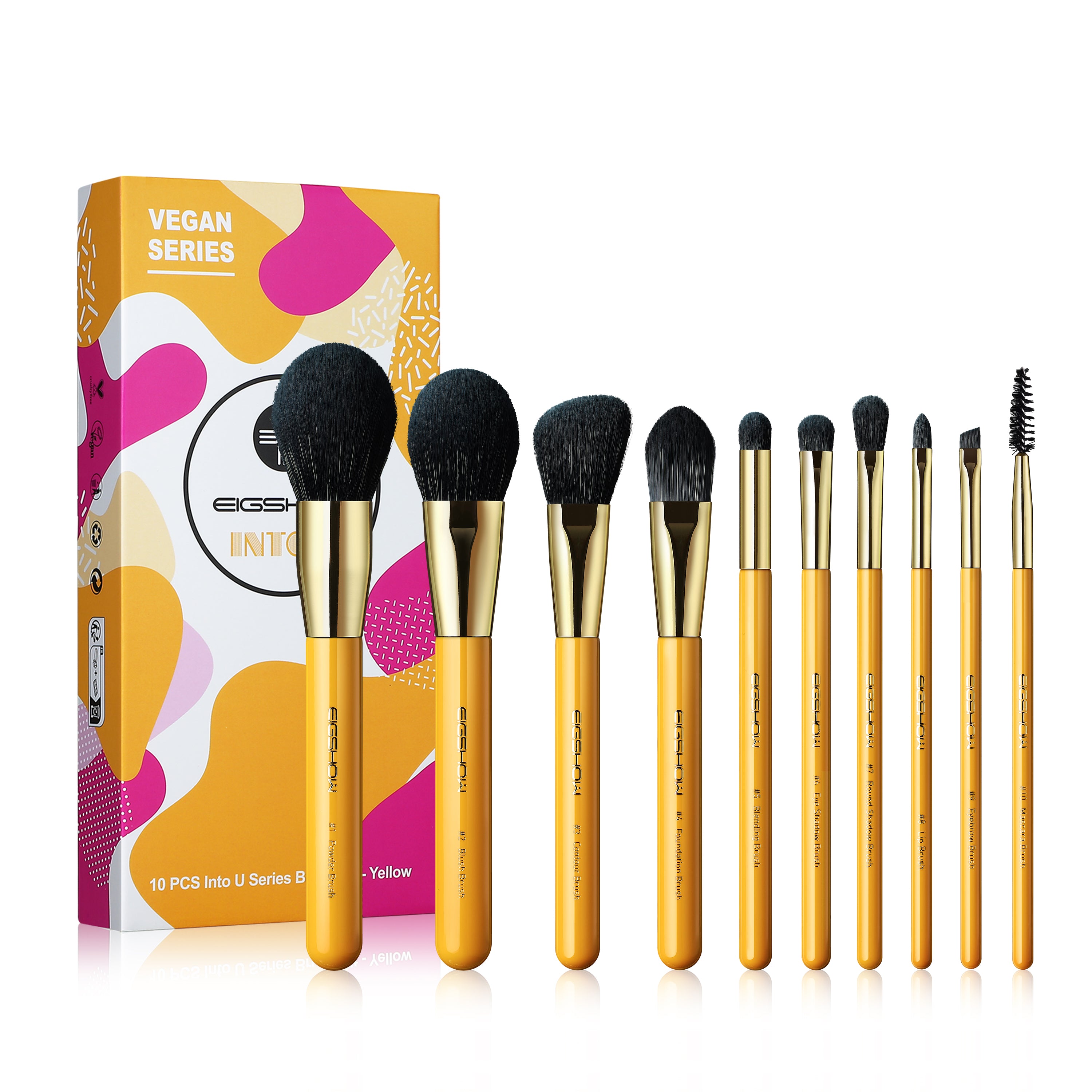 10pcs Vegan - Yellow Brush Kit