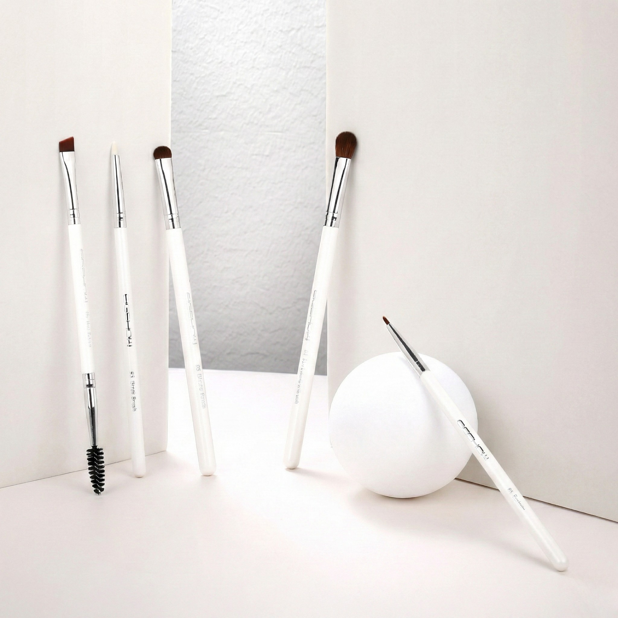 Jade Series - 5 Pcs Eye Brush Set - White Silver