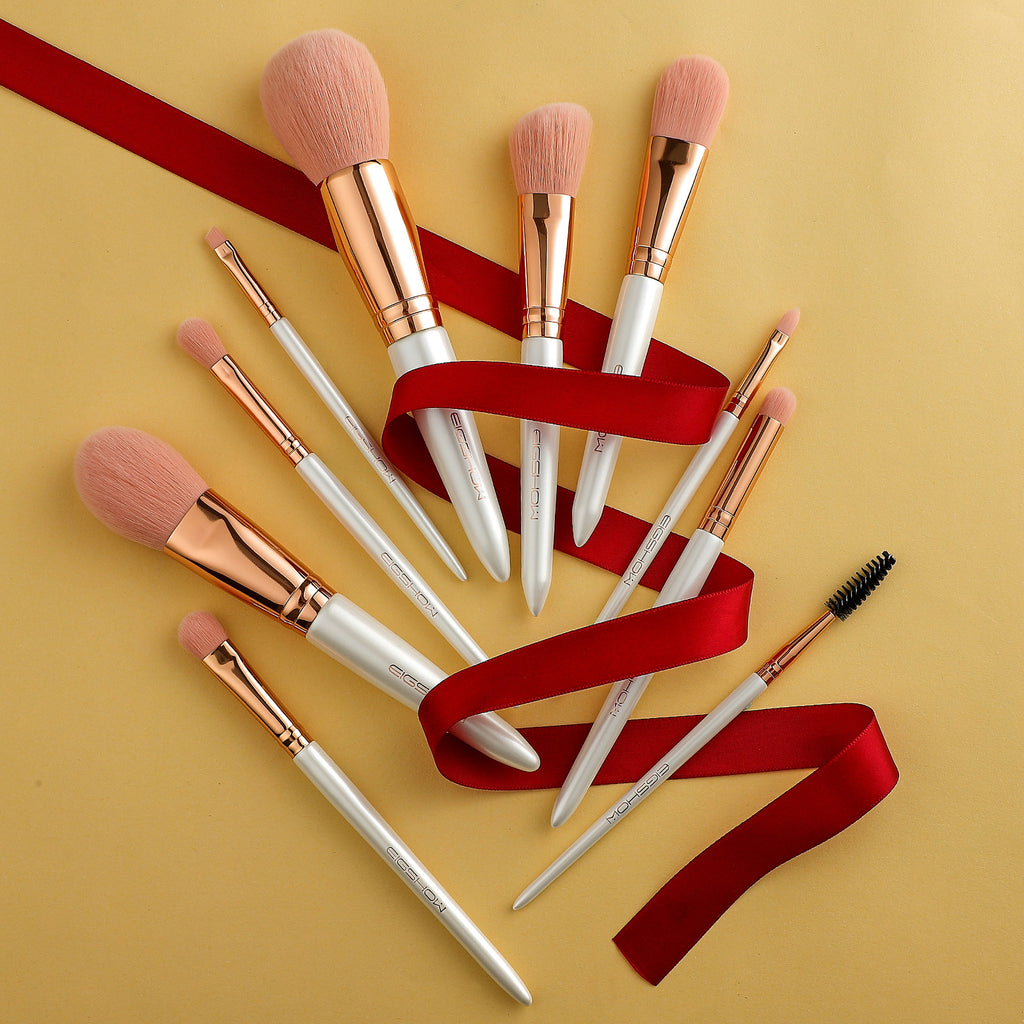 Vegan Series - 10pcs Nanofiber Brush Kit - Rose Gold