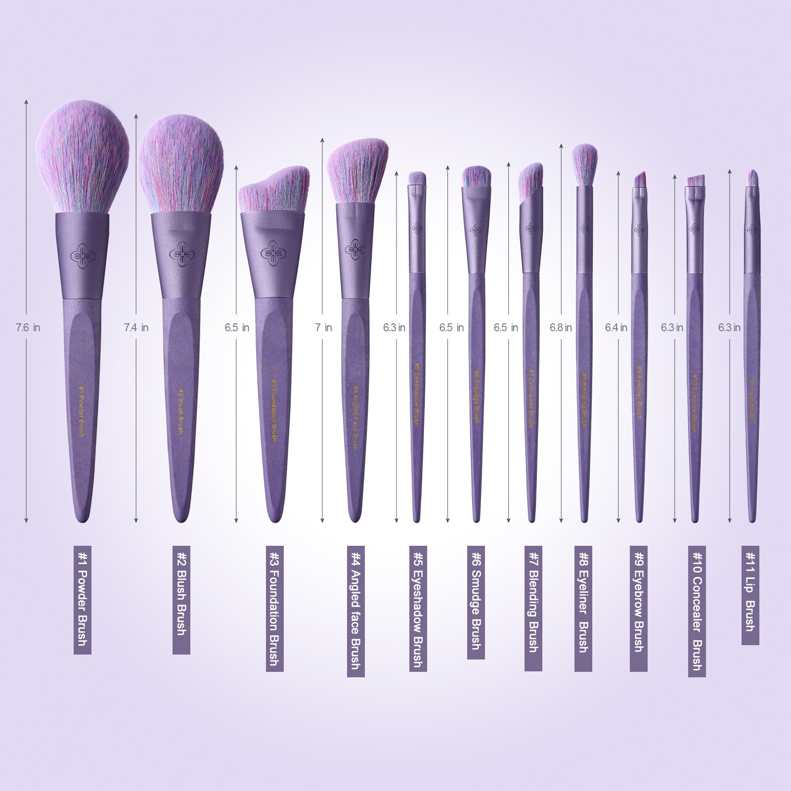 EcoPro Bamboo Fiber - 11pcs Mist Purple Brush Kit