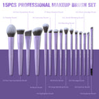 Lilac Whisper - 15pcs Makeup Brush Kit
