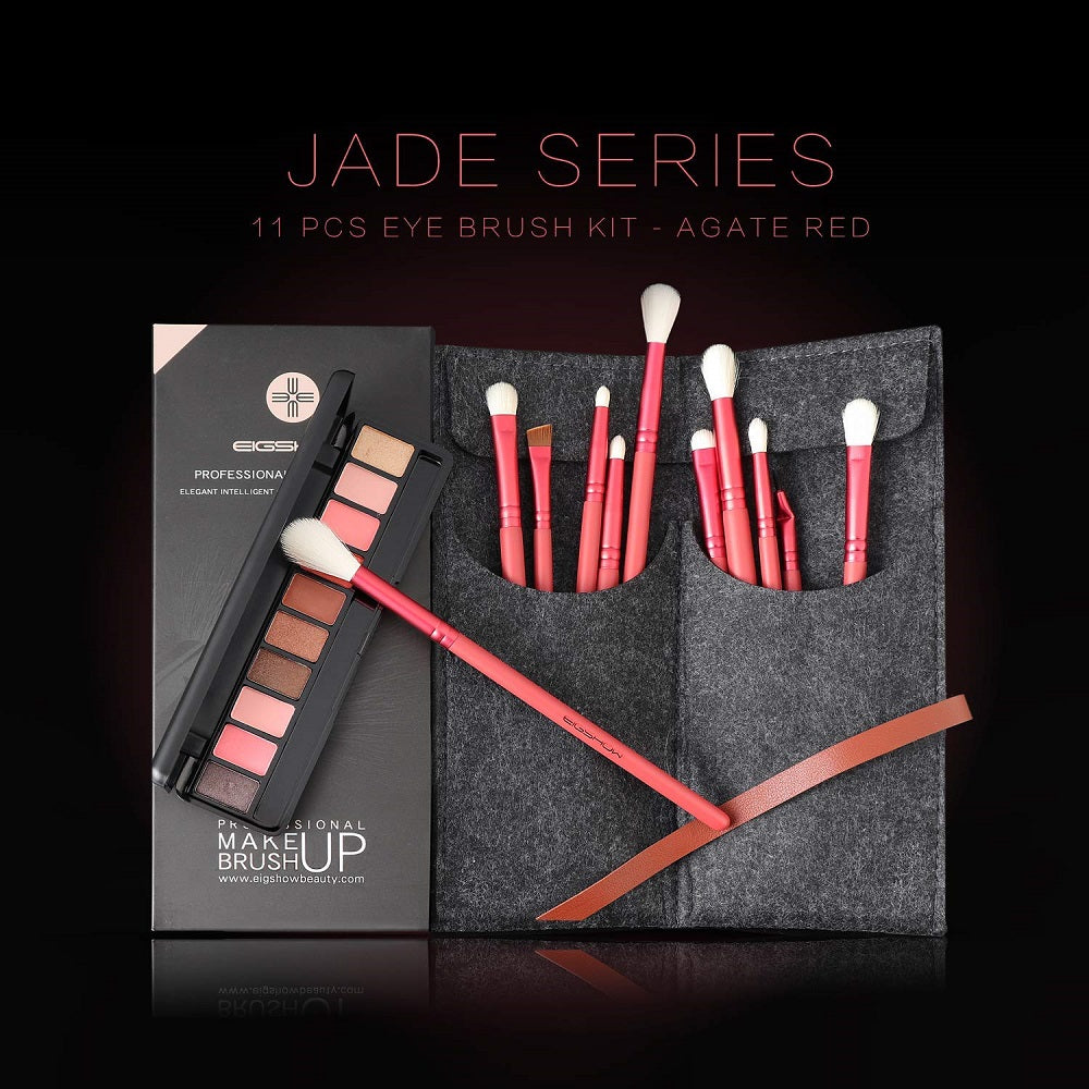 Jade Series – 11pcs Eye Brush Kit – Amber Red