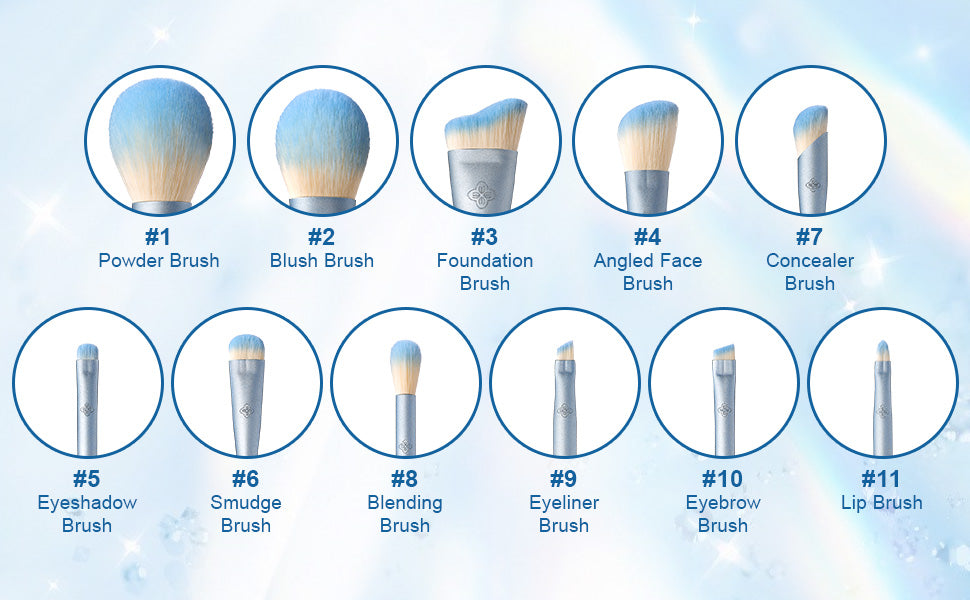 EcoPro Bamboo Fiber - 11pcs Ice Blue Brush Kit