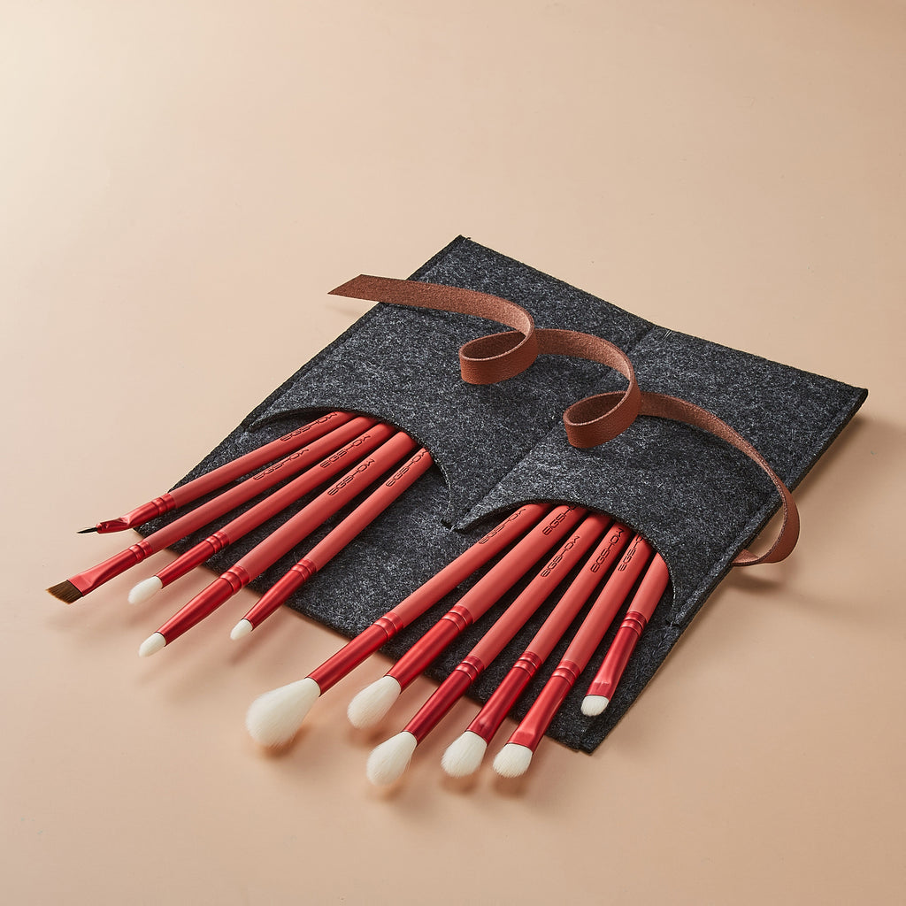 Jade Series – 11pcs Eye Brush Kit – Amber Red