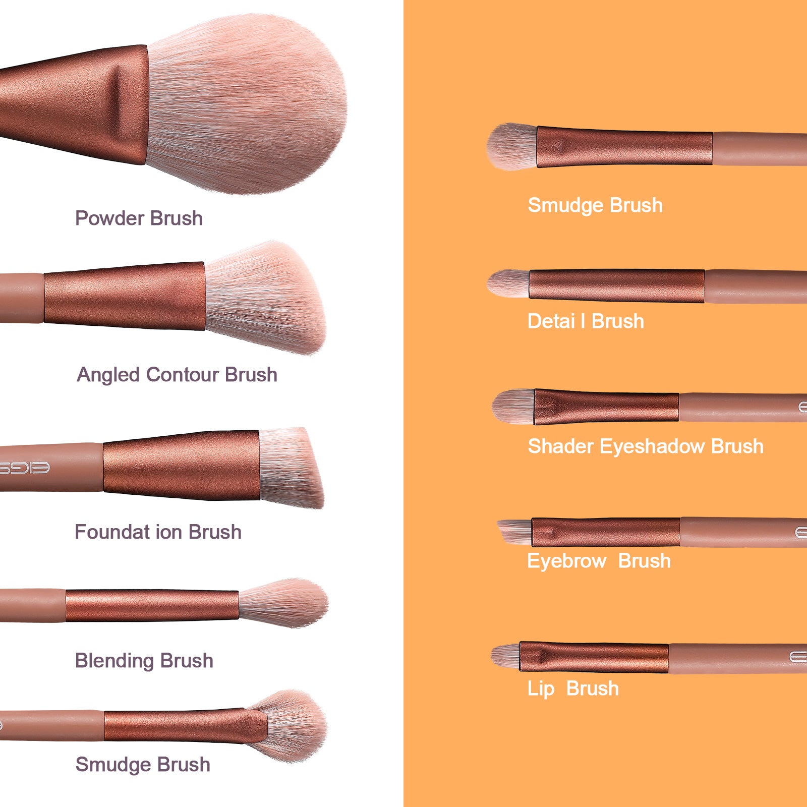 Morandi Series - 10 Pcs Ready to Roll Brush Kit - Coral