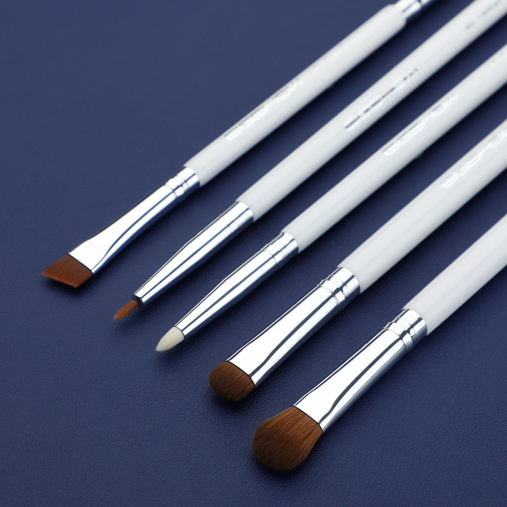 Jade Series - 5 Pcs Eye Brush Set - White Silver
