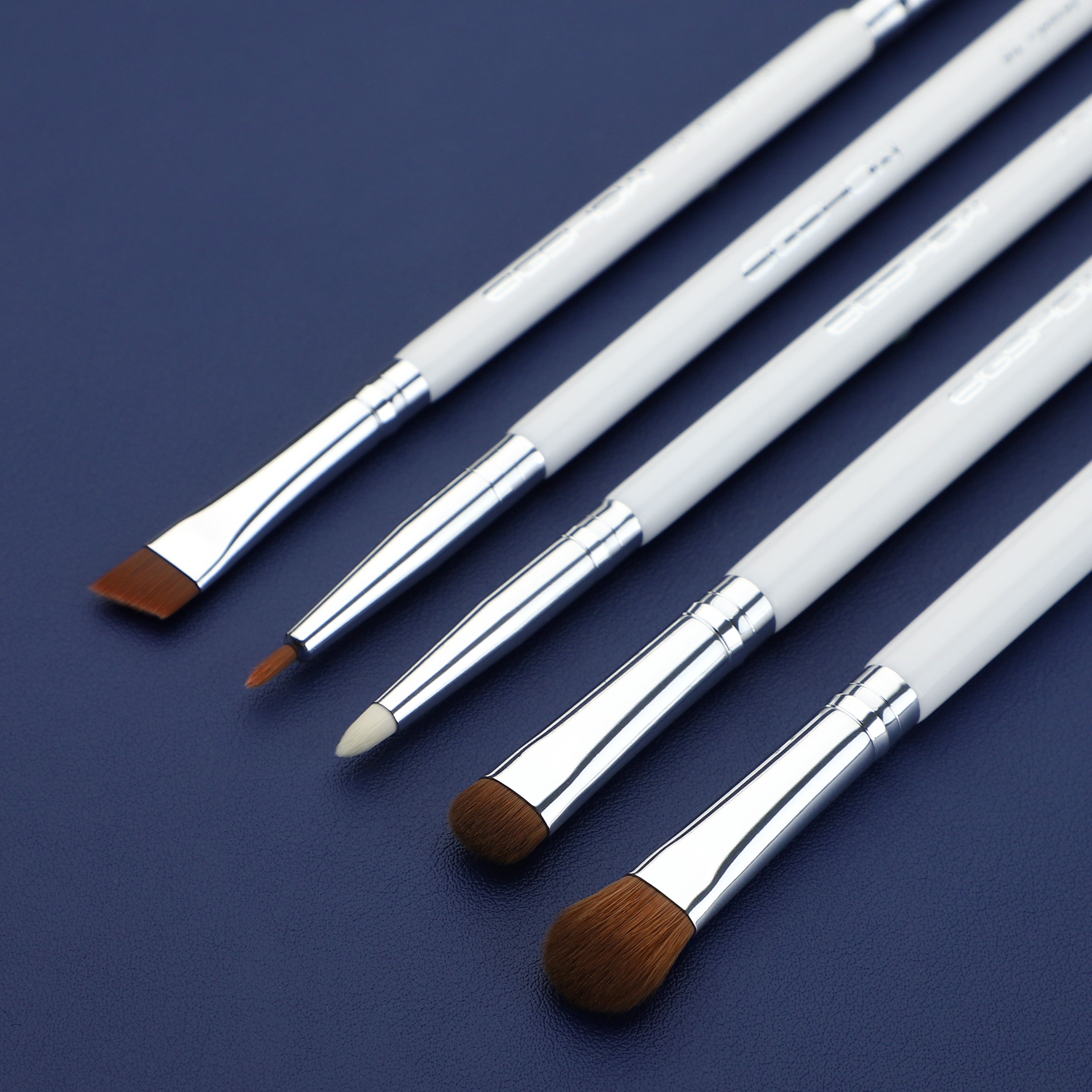 Jade Series - 5 Pcs Eye Brush Set - White Silver