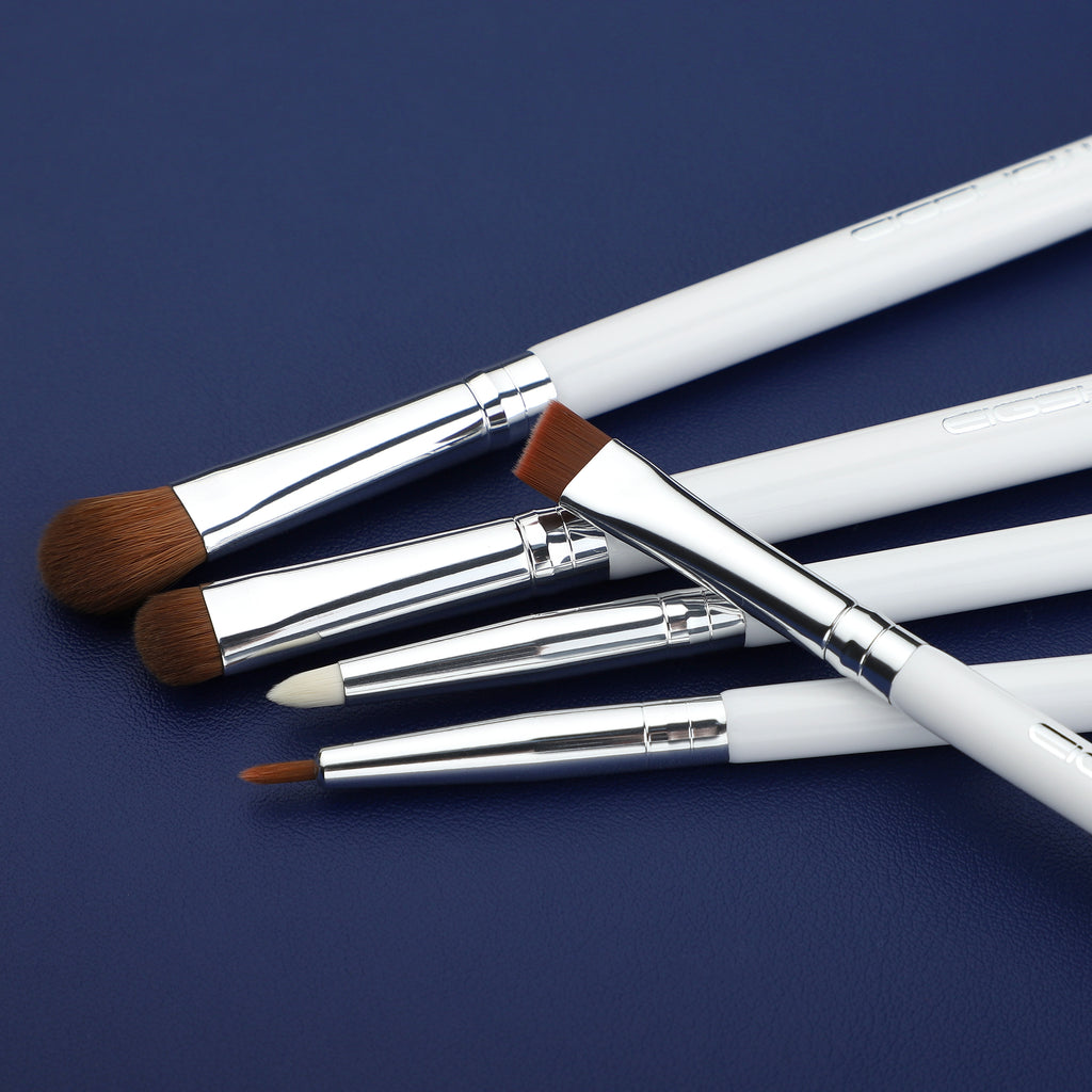 Jade Series - 5 Pcs Eye Brush Set - White Silver