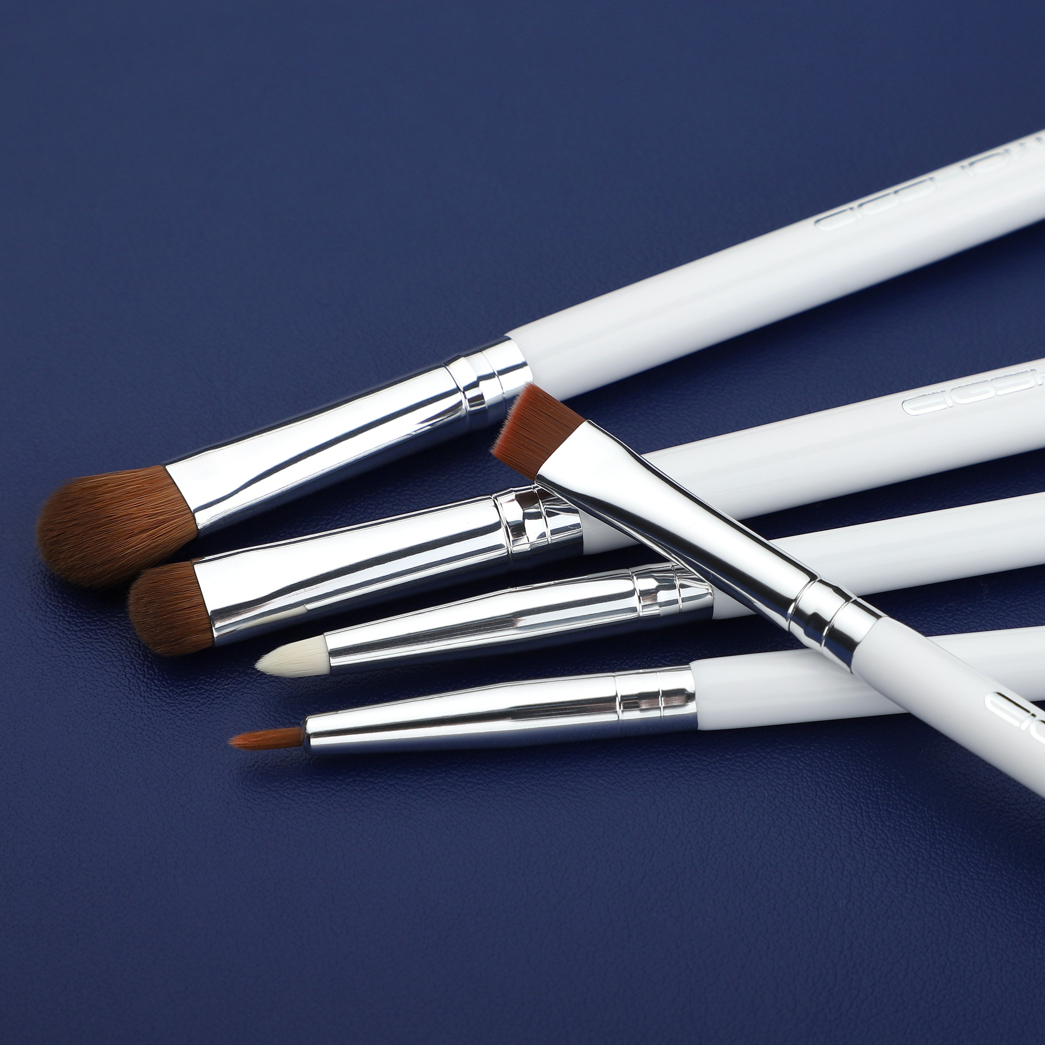 Jade Series - 5 Pcs Eye Brush Set - White Silver
