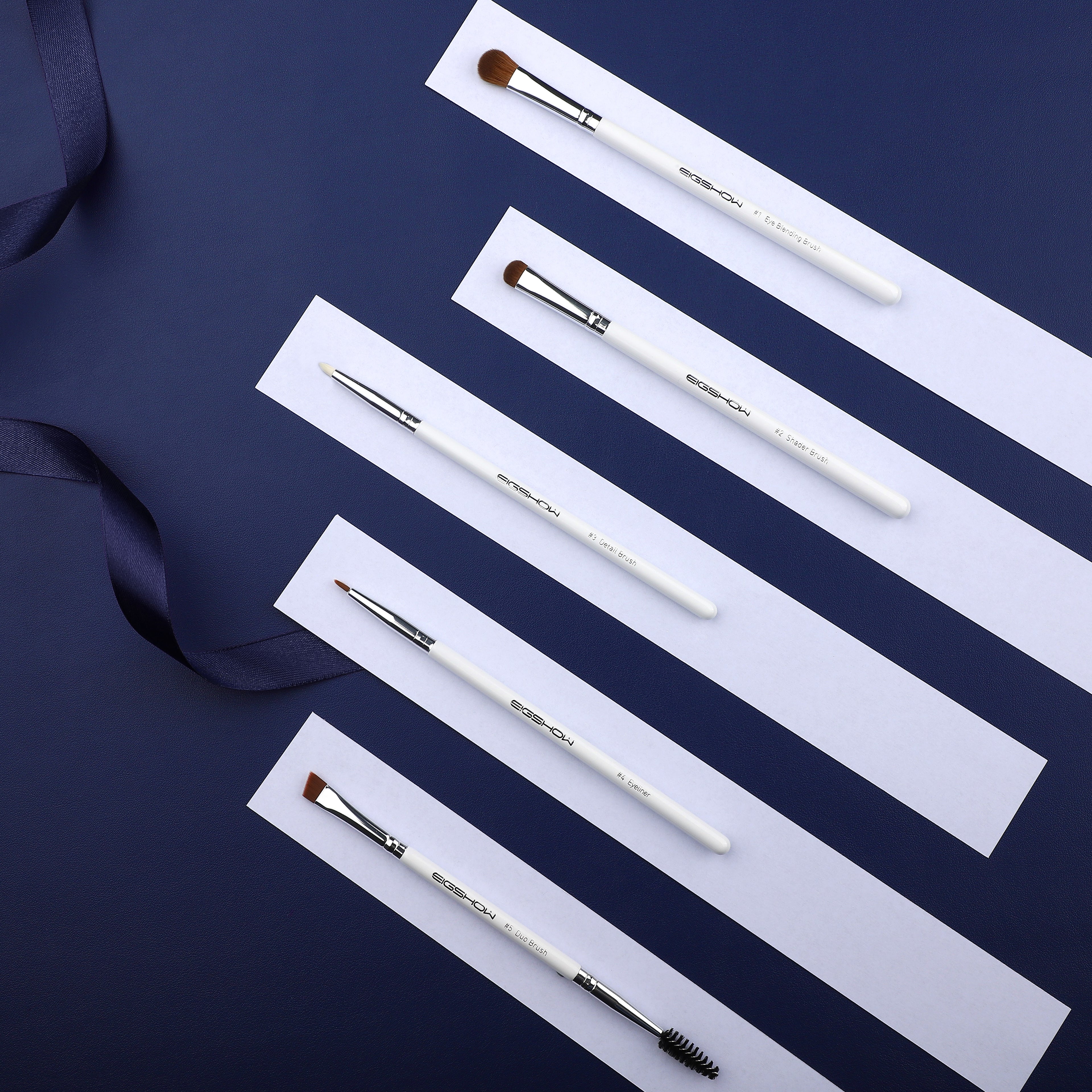 Jade Series - 5 Pcs Eye Brush Set - White Silver