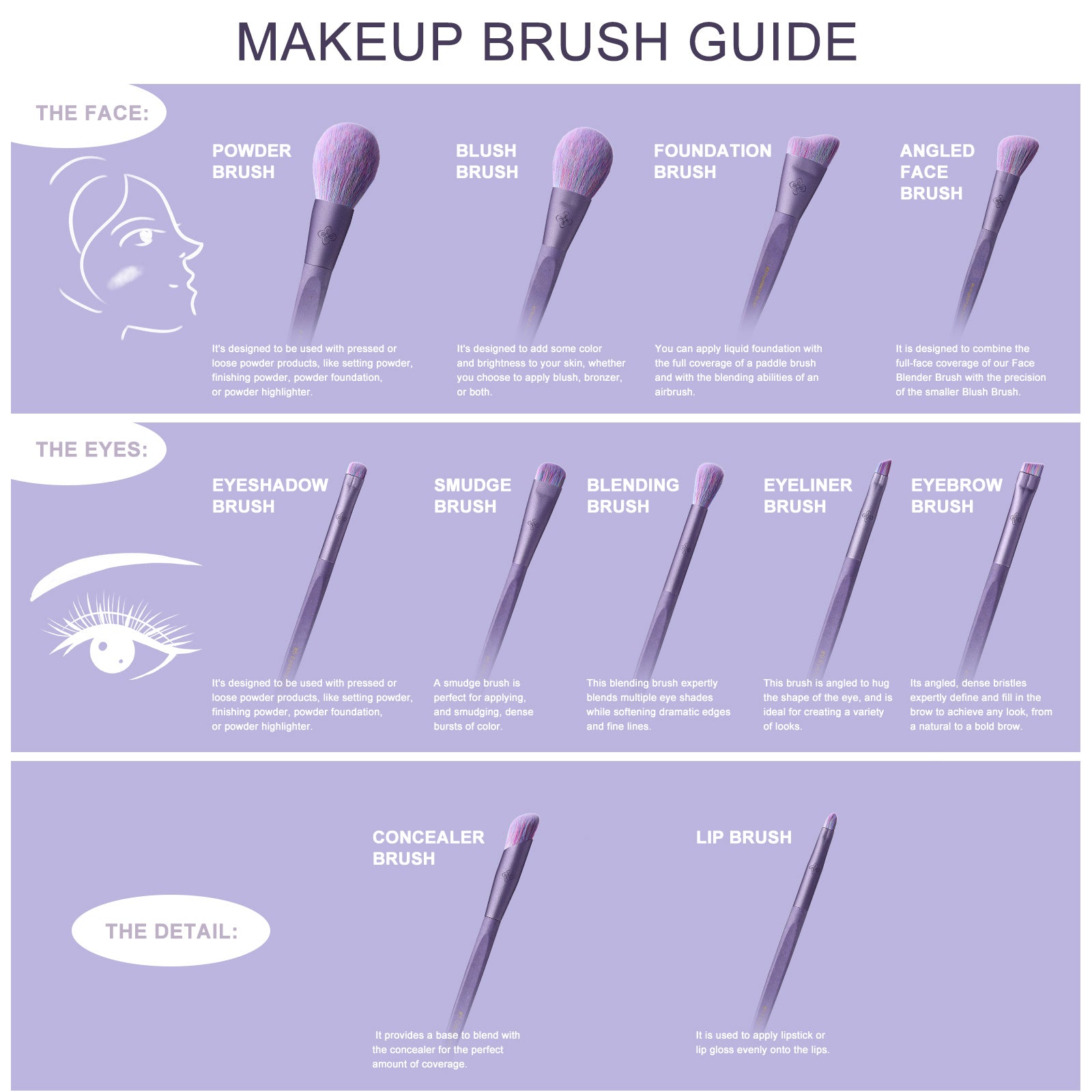 EcoPro Bamboo Fiber - 11pcs Mist Purple Brush Kit
