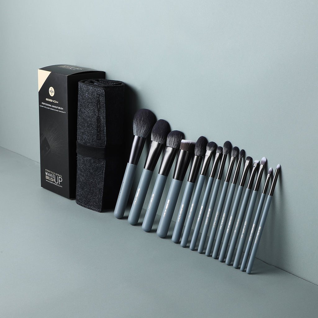 Jade Series – 15pcs Makeup Brush Kit – Agate Grey