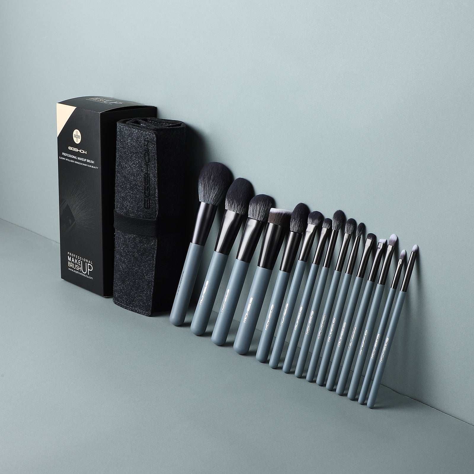 Jade Series – 15pcs Makeup Brush Kit – Agate Grey