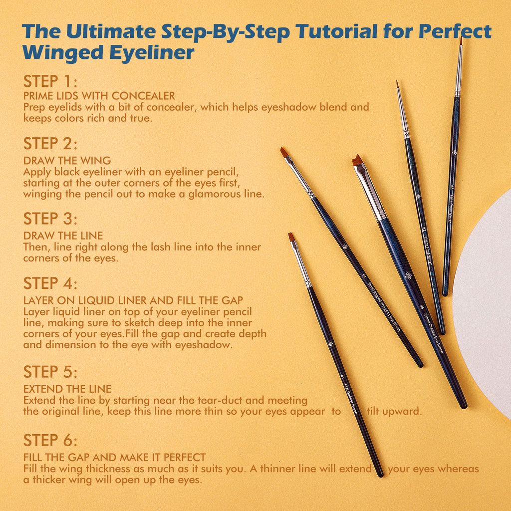 Ultra Fine Series - 5pcs All in One Pro Detail Eyeliner Brush Kit
