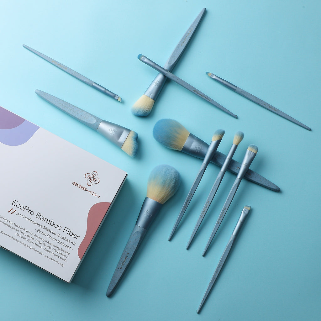 EcoPro Bamboo Fiber - 11pcs Ice Blue Brush Kit