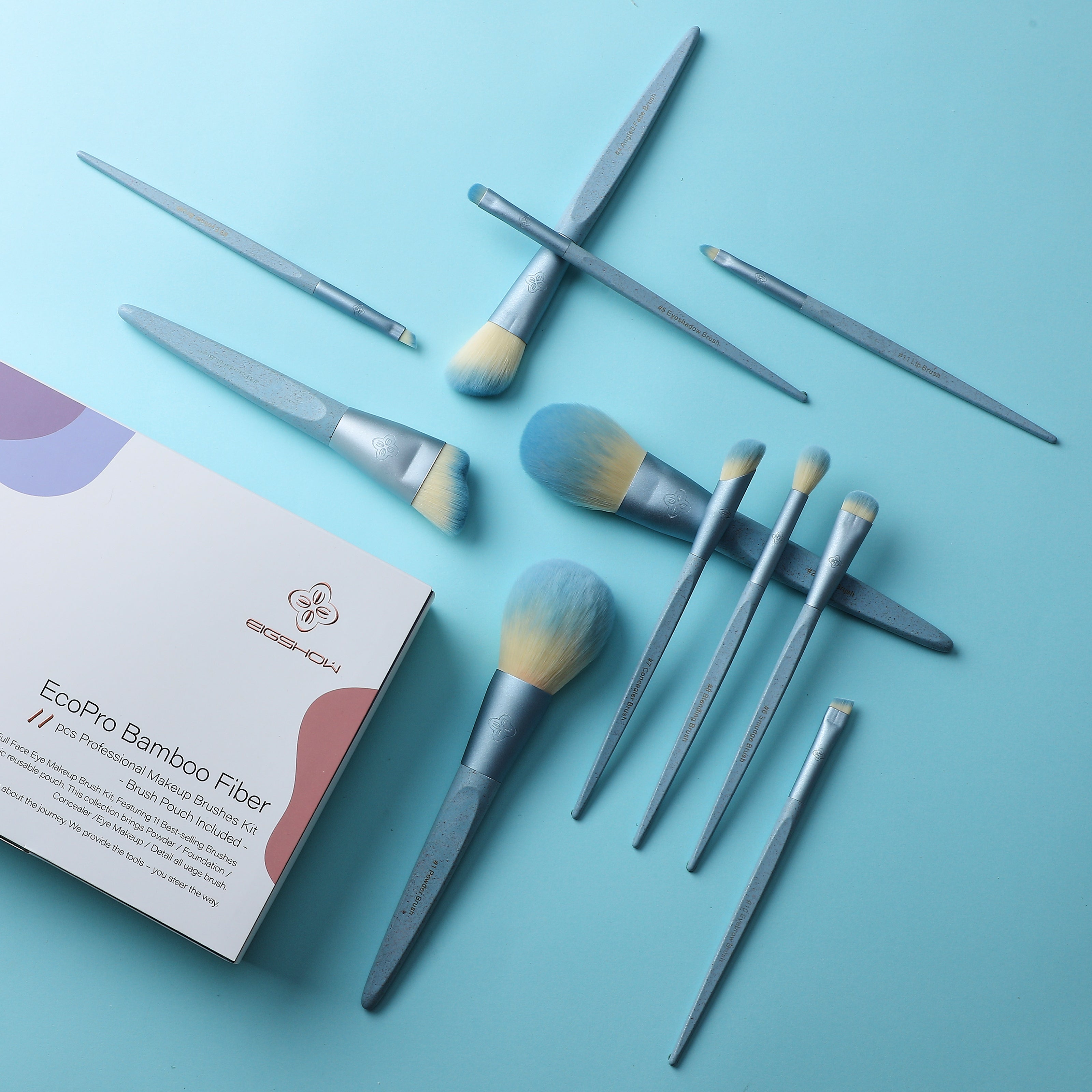 EcoPro Bamboo Fiber - 11pcs Ice Blue Brush Kit