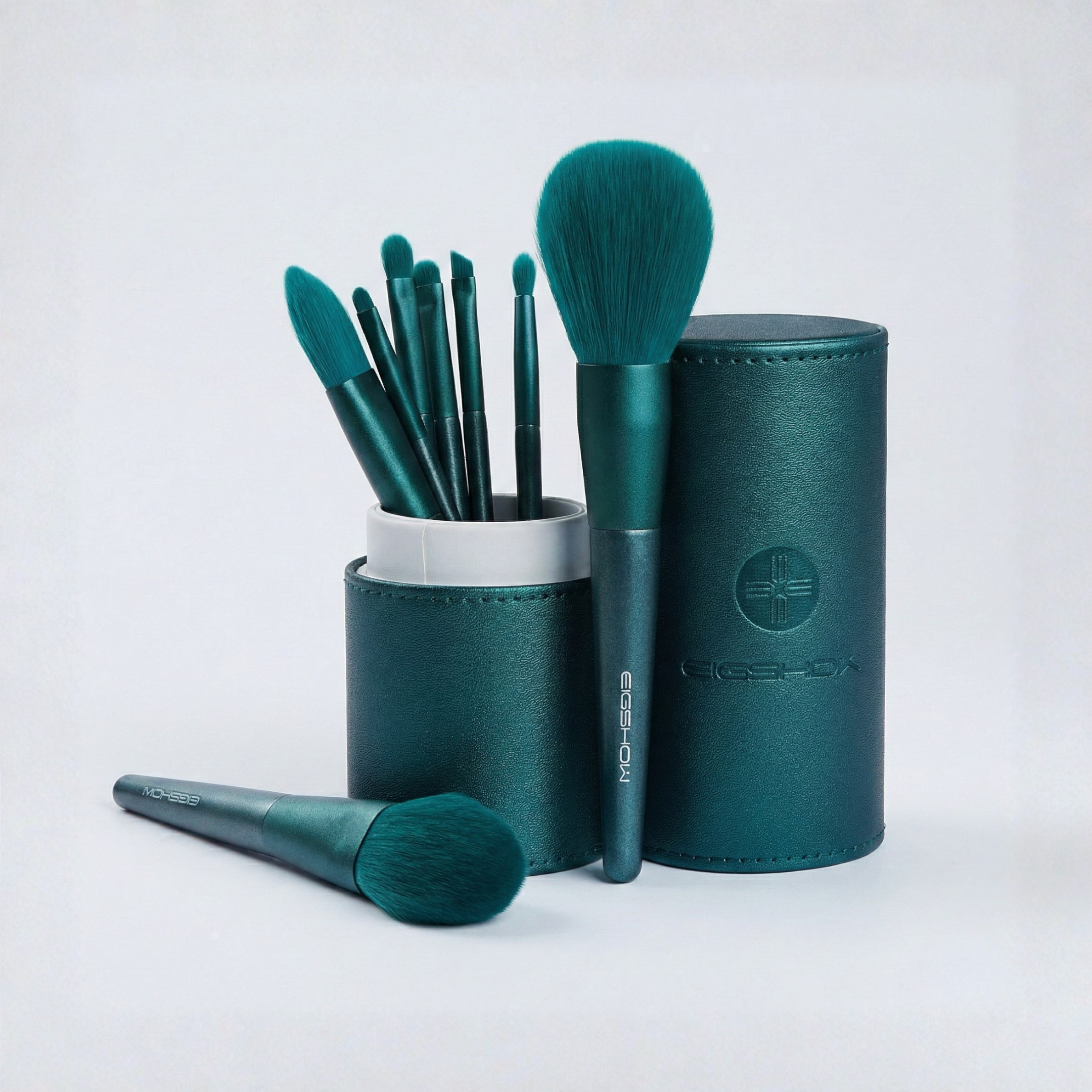 8pcs Jade Green Brush Kit with Cylinder