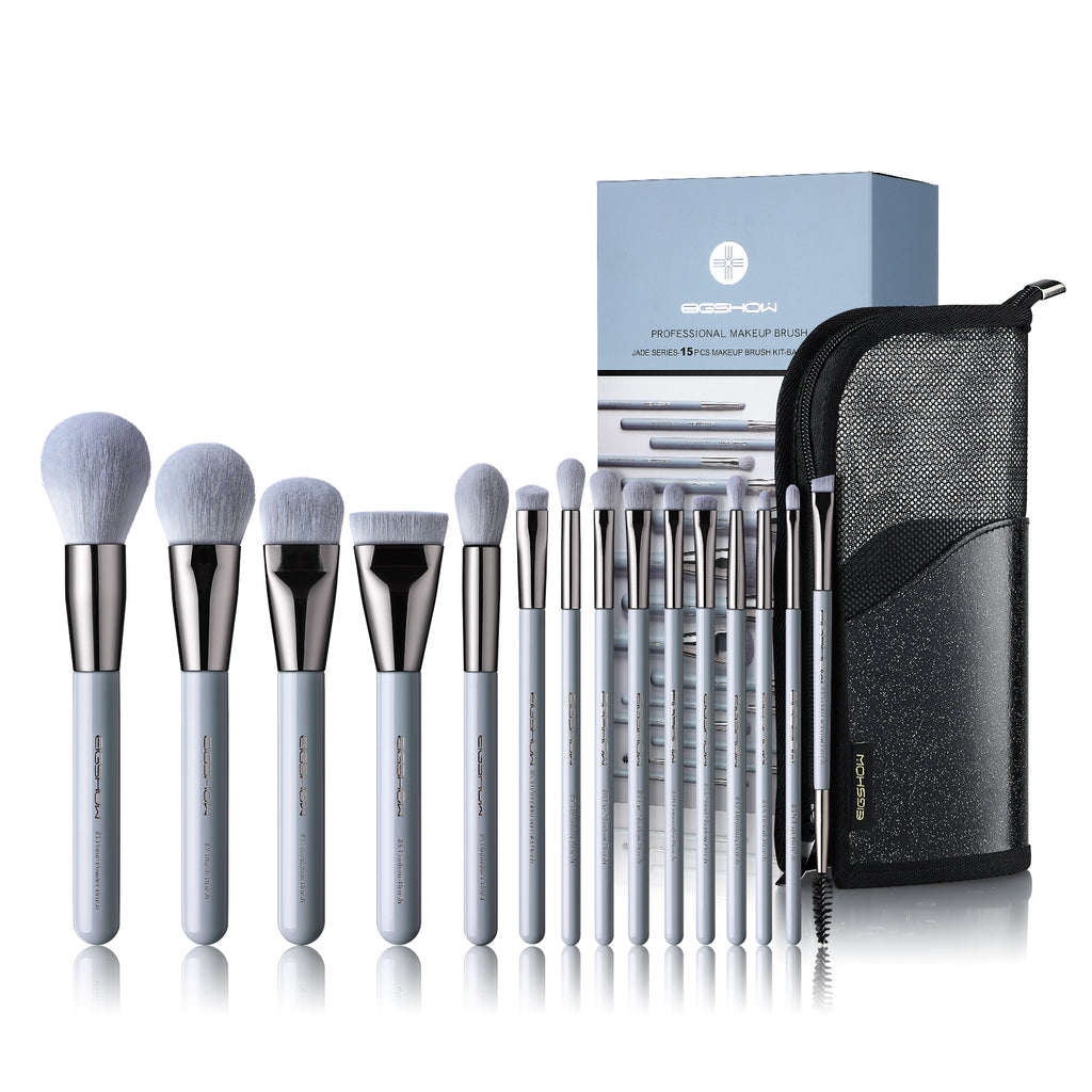 Jade Series – 15pcs Makeup Brush Kit – Baby Blue