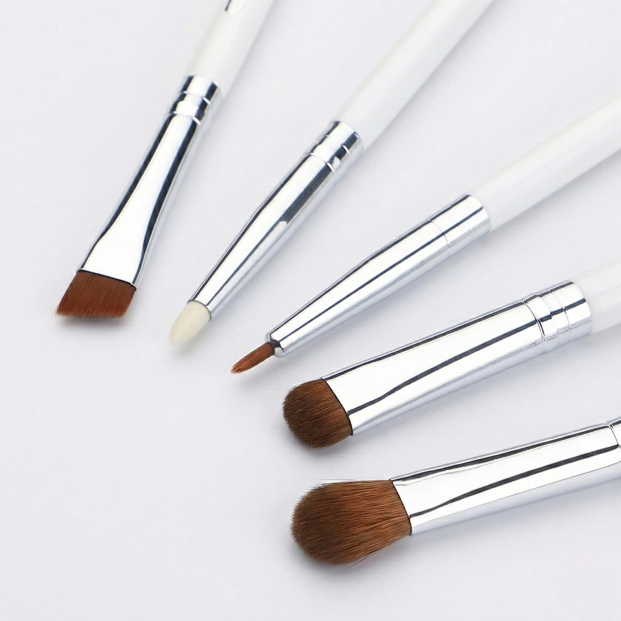 Jade Series - 5 Pcs Eye Brush Set - White Silver